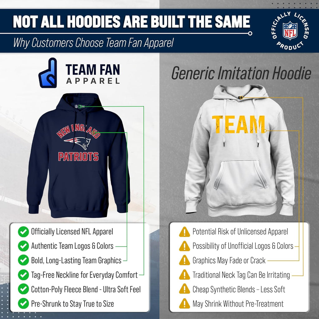 NFL Gameday Hoodie - Officially Licensed Football Hooded Sweatshirt - Cotton Blend Fleece - Men Women Adult